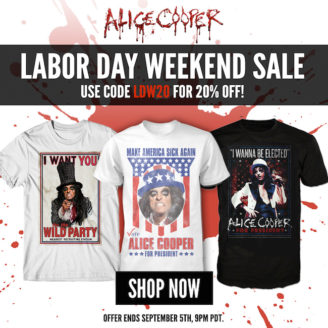 Labor Day weekend sale in the official Alice Cooper store starts now!  20% off using code LDW20 >> http://shop.alice-cooper.localhost/collections/everything 